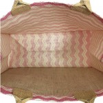 Jute Tote: 12" Chevron Print w/ Cotton Webbed Tube Handles - BG-JTG101