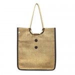 Jute Tote: Plain w/ Cotton Woven Loop Handles - BG-JTS101