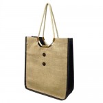 Jute Tote: Plain w/ Cotton Woven Loop Handles - BG-JTS101