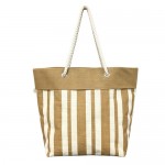 Jute Tote: Stripes w/ Cotton Cable Loop Handles - BG-JTT104