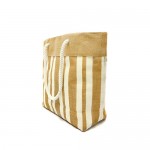 Jute Tote: Stripes w/ Cotton Cable Loop Handles - BG-JTT104