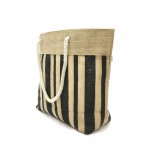 Jute Tote: Stripes w/ Cotton Cable Loop Handles - BG-JTT105