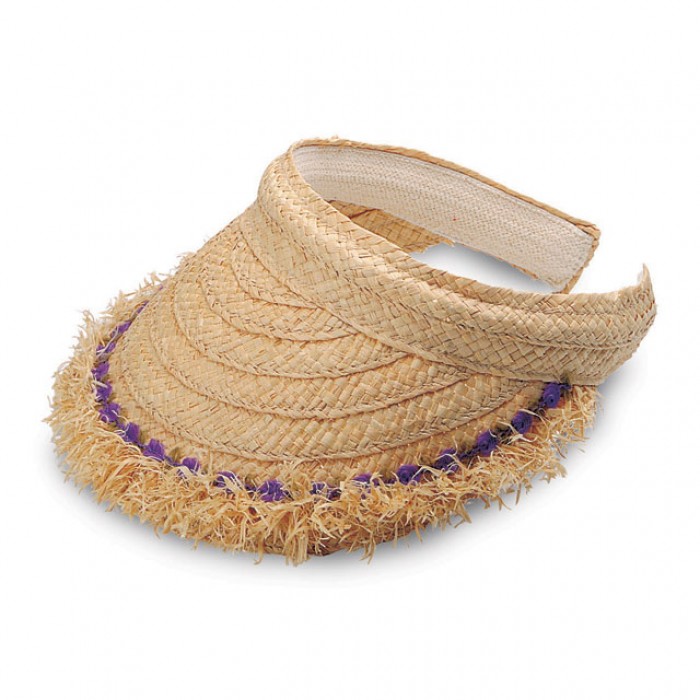 Visor - Raffia Straw Clip-On - Natural Color - HT-8017NT