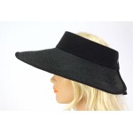 The Lady's Packable Straw Sun Visor - Adjustable - 3.5 Inches - Black - HT-ST159BK