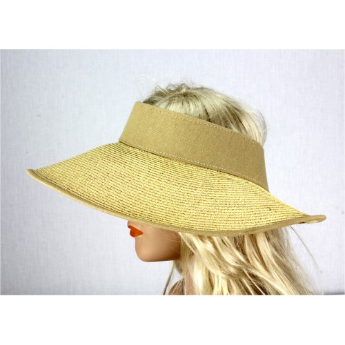 The Lady's Packable Straw Sun Visor - Adjustable - 3.5 Inches - Natural - HT-ST159NT